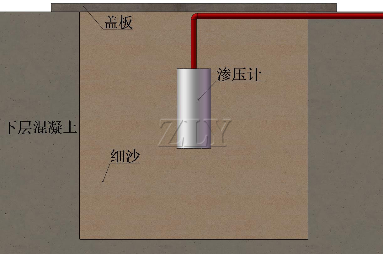 在混凝土施工缝上埋设渗压计示意图